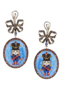Серебряные серьги «Щелкунчик» с голубыми топазами и гранатами Axenoff Jewellery