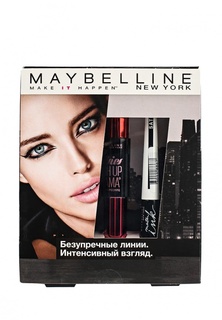 Набор Maybelline New York Тушь для ресниц "Push Up Drama" черная, 9,6 мл + Жидкая подводка "Master Ink" оттенок 01 "Черный Сатин", 9 г