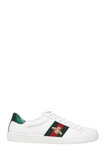 Кожаные кроссовки Ace с лентой Web и вышивкой Gucci