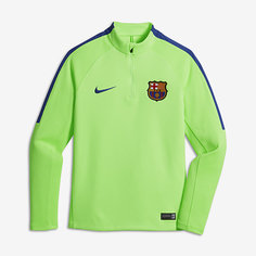 Футболка для футбольного тренинга с длинным рукавом и молнией 1/4 для школьников FC Barcelona Nike