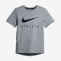 Футболка для тренинга с коротким рукавом для мальчиков школьного возраста Nike Athlete