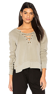 Side slit lace up sweatshirt - Pam & Gela