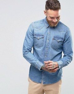 Cветлая джинсовая рубашка слим в стиле вестерн Levis Barstow - Синий