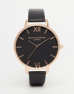 Позолоченные часы с большим черным циферблатом Olivia Burton - Черный