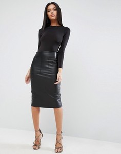 Юбка-карандаш из полиуретана с карманами ASOS - Черный