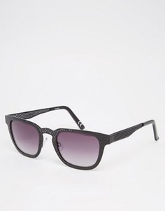 Квадратные солнцезащитные очки с оправой из черного металла с перфорацией ASOS - Черный