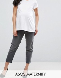 Укороченные серые джинсы с оборванным краем ASOS Maternity Maddox Parallel - Серый