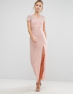 Кружевное платье макси с V-образным вырезом сзади Elise Ryan - Розовый