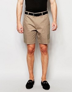 Песочные зауженные строгие шорты чиносы ASOS - Stone