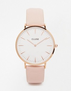 Часы цвета розового золота с розовым кожаным ремешком CLUSE La Boheme CL18014 - Розовый