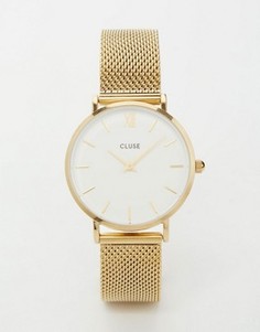 Золотистые часы с сетчатым браслетом CLUSE Minuit CL30010 - Золотой