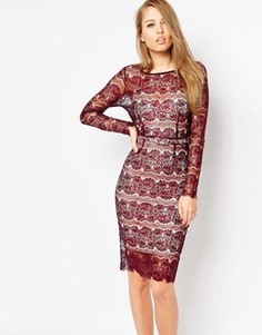 Моделирующее облегающее платье из кружева Body Frock Lisa - Красный