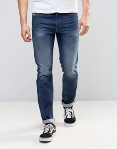 Темные прямые джинсы с выбеленным эффектом Diesel Buster 853R - Синий
