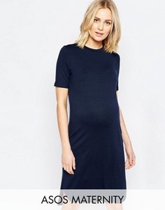 Платье для беременных с закругленным подолом ASOS Maternity - Синий
