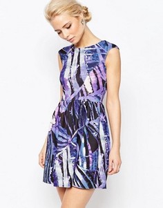 Платье с принтом и V-образным вырезом сзади Closet - Фиолетовый
