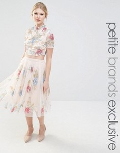 Пышная юбка для выпускного с розами Maya Petite - Розовый