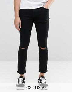 Черные суперзауженные джинсы с разрезами на коленях Brooklyn Supply Co Dyker - Черный