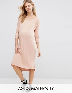 Платье-футболка в рубчик для беременных ASOS Maternity - Розовый