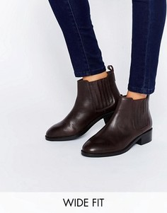 Кожаные ботинки челси для широкой стопы ASOS ABOUT TIME - Красный