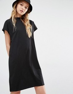 Платье-футболка с высокой горловиной Weekday - Черный