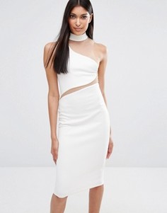 Платье миди с асимметричной горловиной Missguided - Белый