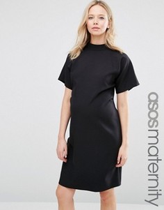 Платье-футляр с высокой горловиной и короткими рукавами ASOS Maternity - Черный