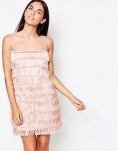 Цельнокройное платье с бахромой Rare - Розовый