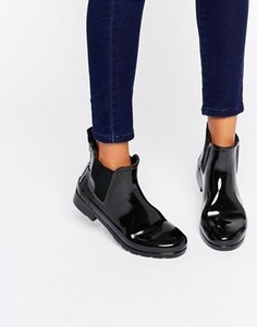 Черные блестящие резиновые ботинки челси Hunter Original - Черный