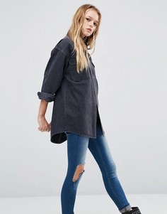 Черная джинсовая рубашка бойфренда ASOS - Черный