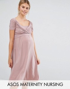 Свободное платье для кормящих мам Queen Bee - Розовый
