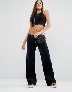 Велюровые джоггеры с широкими штанинами Juicy Couture Malibu - Темно-синий
