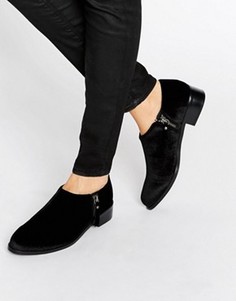 Бархатные туфли на плоской подошве с молниями Office Flex - Черный