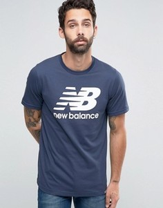 Синяя футболка с классическим логотипом New Balance MT63554_NV - Синий