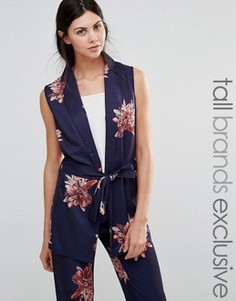 Пиджак без рукавов с цветочным принтом и поясом Alter Tall - Мульти
