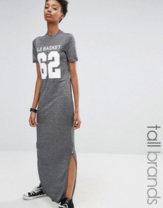 Трикотажное платье-футболка с эффектом металлик Noisy May Tall - Серый