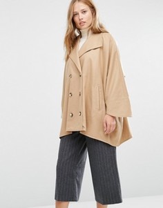 Бежевое короткое двубортное пальто в стиле oversize Cooper & Stollbrand - Рыжий