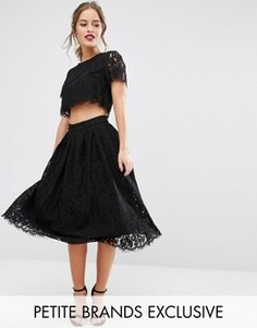 Короткое приталенное платье для выпускного 2 в 1 из кружева True Decadence Petite - Черный