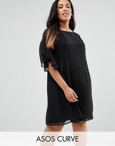 Свободное чайное платье мини ASOS CURVE - Черный