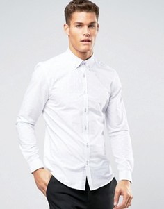 Жаккардовая рубашка узкого кроя в белый горошек Burton Menswear - Белый