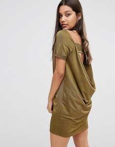 Платье-футболка с драпированным вырезом на спине Missguided - Зеленый