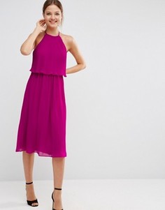 Двухслойное плиссированное платье миди ASOS - Фиолетовый