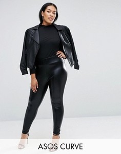 Леггинсы с мокрым эффектом ASOS CURVE - Черный