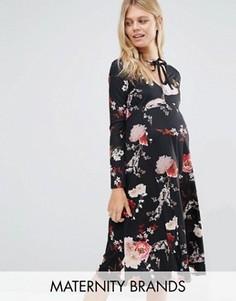 Свободное платье с длинными рукавами и принтом Bluebelle Maternity - Мульти