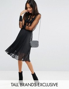 Плиссированная юбка мили цвета металлик Fashion Union Tall - Черный