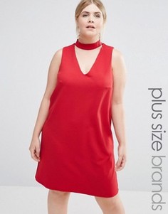 Цельнокройное платье с горловиной‑чокер New Look Plus - Красный