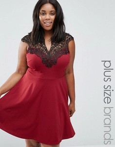 Короткое приталенное платье с кружевом AX Paris Plus - Красный
