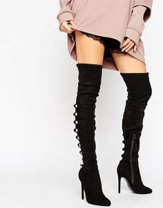 Ботфорты с ремешками ASOS KARIANNE - Черный