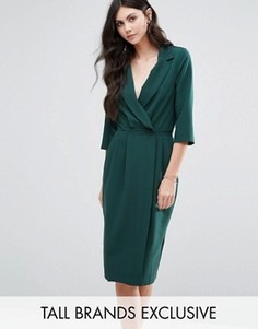 Платье с рукавами 3/4 и запахом спереди Alter Tall - Зеленый