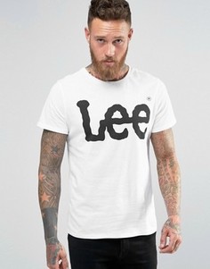 Белая футболка с круглым вырезом и принтом-логотипом Lee - Белый