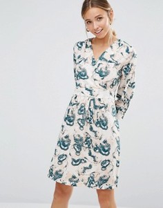 Платье с длинными рукавами и принтом Closet Blu - Кремовый